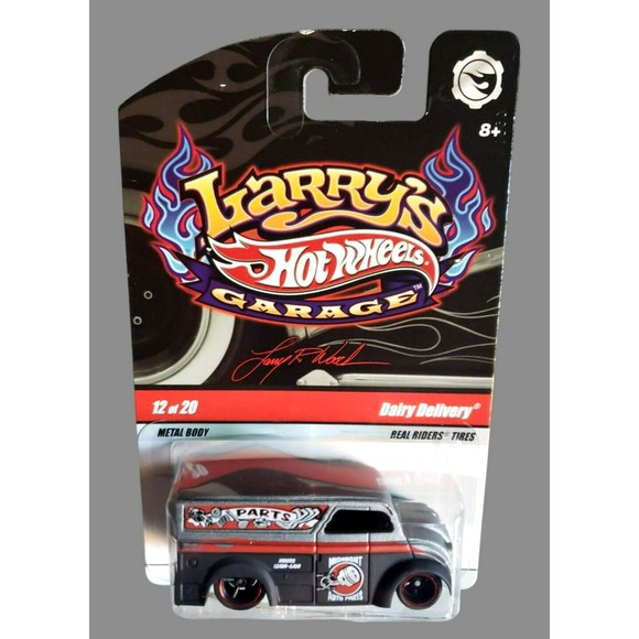 Hot Wheels Other - 2009 Hot Wheels DAIRY DELIVERY Larry's Garage Metalflake Matte Black 12/20 1:64